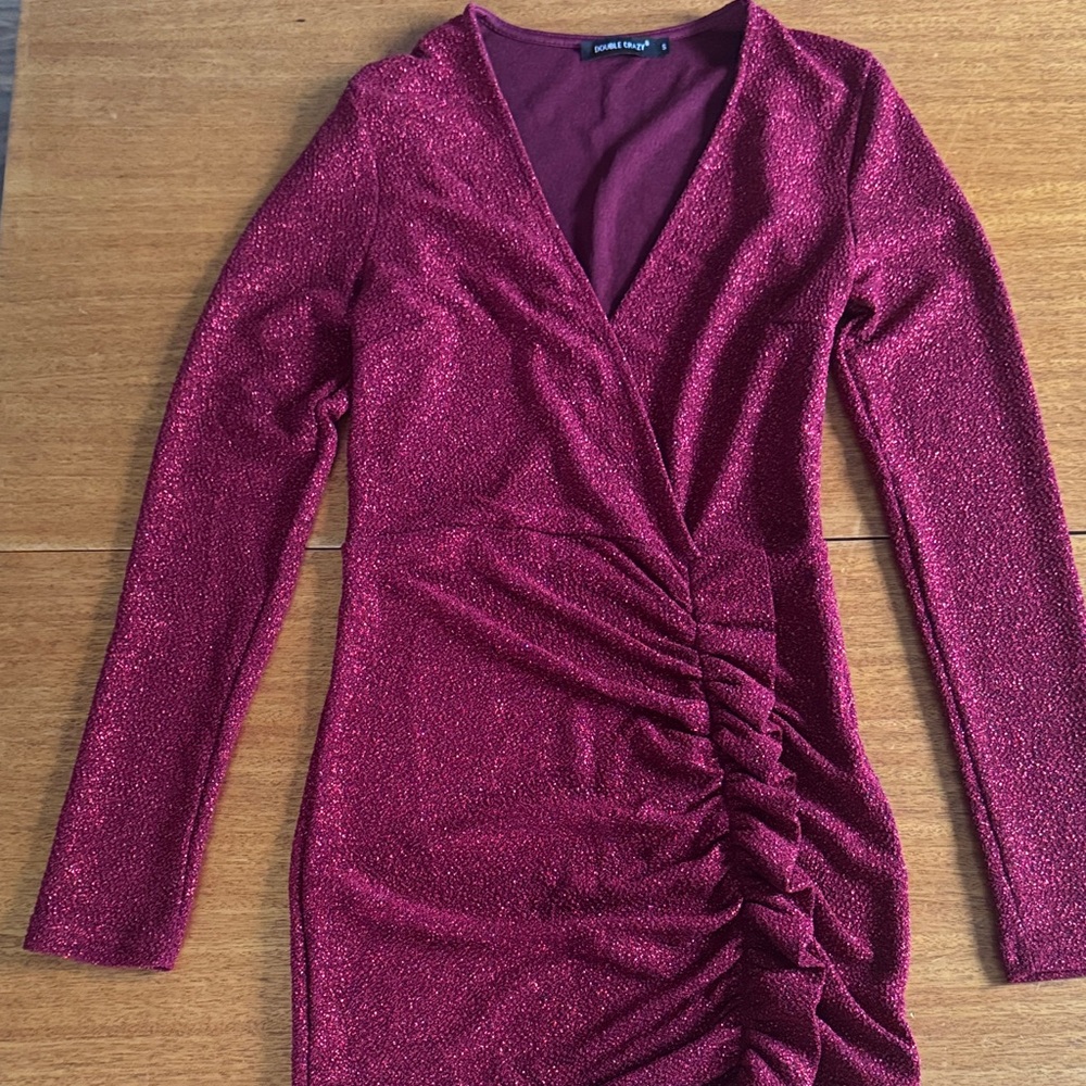 Chic Long Sleeve Burgundy Dress